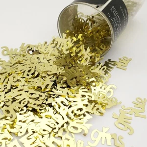 Confetti Word Girls Rule Gold - 2 Pchs or 1/2 lbs - FREE SHIP (7714) - Picture 1 of 15