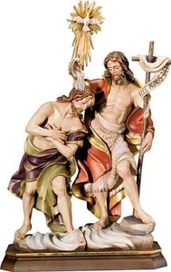 SCULTURA IN LEGNO DEL BATTESIMO DI GESU' CM 22 - Imagen 1 de 1
