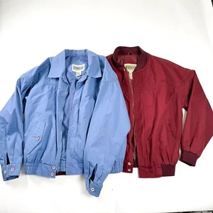 2 Vintage Original Windbreaker Mens Jackets Medium Blue Red Full Zip Bomber 80s - Picture 1 of 19