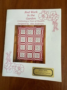 Lace Tales Quilt Embroidery Design Iron On Transfer Red Work In The Garden New - Picture 1 of 3