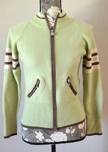 Neve Designs green brown Ski Sweater SM ๐ฏ Merino Wool Long Sleeve Full Zip - Picture 1 of 11