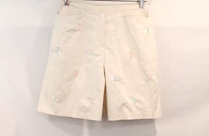 EP PRO Embroidered Lady Golfers Shorts Womens size 8 Beige Stretch 6.5 Inseam - Picture 1 of 7