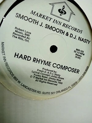 Smooth J. Smooth & D.J. Nasty  Hard Rhyme Composer VG+ 12inch Vinyl 1990  - Image 1 of 4