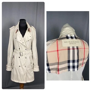 Burberry Nova Check Beige Double Breasted Trench Coat UK 12 US 10 - Picture 1 of 16