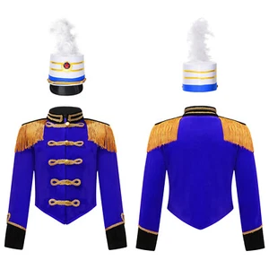Kids Girls Drum Major Costume Marching Band Uniform Tassel Circus Jacket Coat - Picture 1 of 47