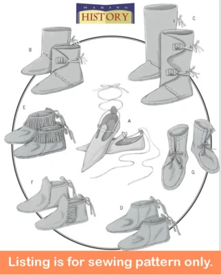 SEWING PATTERN Women Men Teen Historical Shoes Medieval Reneaissance Boots 5233 - Image 1 of 3