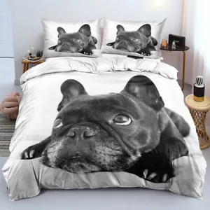 Französische Bulldogge Bettbezug Bettwäsche Set135x200 200x200 Kissenbezüge80x80 - Bild 1 von 16