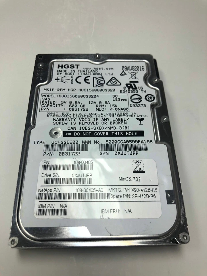 108-00405+A0 NetApp HGST 600GB 15K SAS 2.5'' Hard Drive 0B31722 - Image 1 of 1