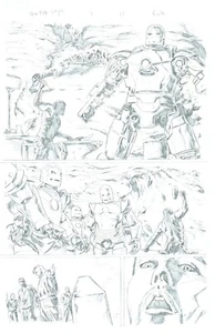 Iron Man Legacy #2 pg 21 ORIGINAL PENCIL ART Steve Kurth IRON MAN ARMORS - Picture 1 of 2