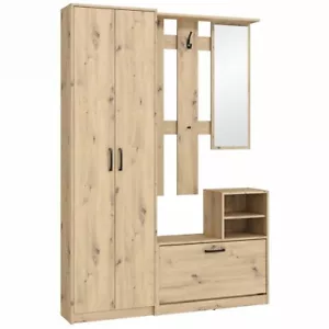 Garderobenset Flur Garderobe 135x195x28 cm Dielenmöbel NIKO NIKD01 - Bild 1 von 13