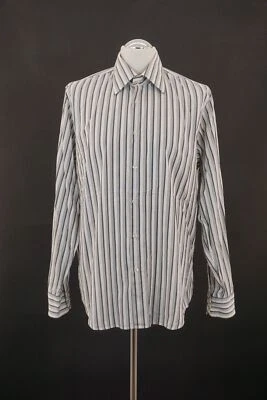 HUGO BOSS Business Camicia KW44 XL Bianco Grigio Righe Manica Kent Cotone B347 - Immagine 1 di 4