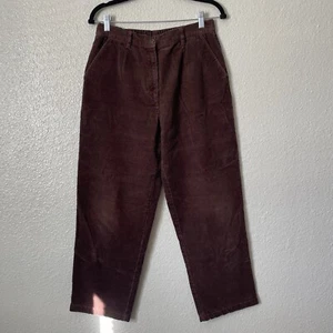 LL Beans Sz 10 Reg Brown Corduroy Ultra High Rise Original Fit Baggy Ankle Pants - Picture 1 of 14