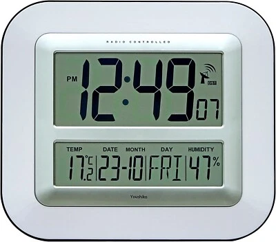 Radio Controlled Wall Clock with Temperature and Humidity display Jumbo LCD - Image 1 of 4