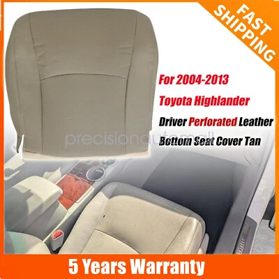2004-2013 For Toyota Highlander Driver Bottom Perforated Leather Seat Cover Tan - Image 1 of 4