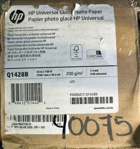 HP Universal Gloss Photo Paper 42” x 100' Roll Q1428B Dye Ink Printer NEW NIB - Photo 1/2