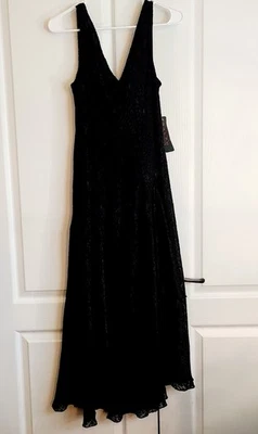 Vestido Largo Vintage Ralph Lauren L Negro Cóctel Asimétrico Sin Mangas Gótico  Foto 1 de 4