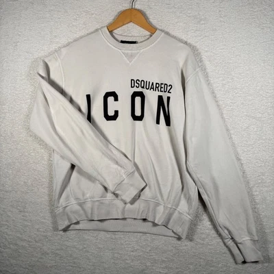 Dsquared2 ICON Sweatshirt White M Made in Italy Crew Neck Cotton Jumper Logo - Image 1 of 4