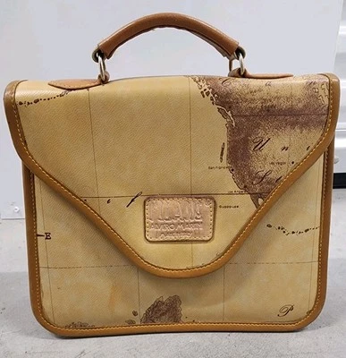 Bolso de Mano Vintage Auténtico Alviero Martini Clase 1A Mapa del Mundo Hecho en Italia  Foto 1 de 4