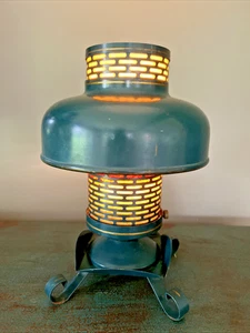 VTG. 1930-40 GREEN ENAMEL LAMP / ARTS & CRAFTS STYLE HAND PAINTED GOLD GILDING - Picture 1 of 15