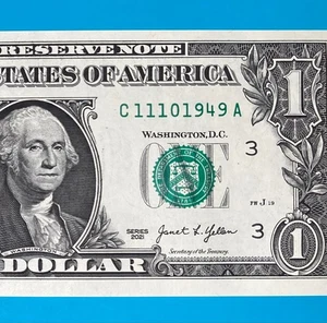 November 10, 1949 (C 11101949 A) BIRTHDAY Note $1 One Dollar Bill *UNC* - Picture 1 of 4