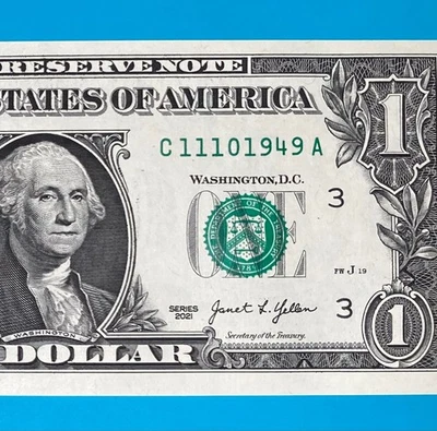 November 10, 1949 (C 11101949 A) BIRTHDAY Note $1 One Dollar Bill *UNC* - Image 1 of 4