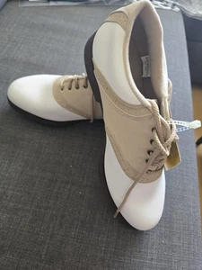 Damen-Golfschuhe Footjoy, Greenjoys Größe 9 W. Neu mit Etikett beige und weiß Klassiker. - Bild 1 von 6