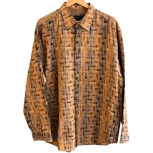 VTG Jhane Barnes Men's Autumn Colored Geometric Pattern Long Sleeve Shirt XXL - Picture 1 of 9