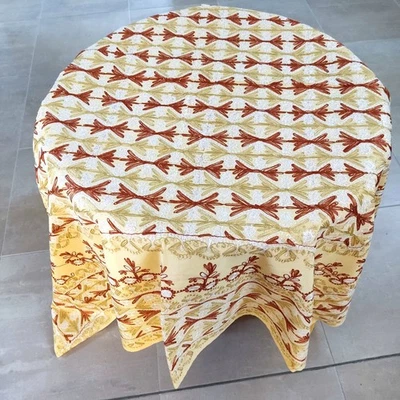 nappe coton brodée fil de soie du Moyen Orient AGHABANI jaune pâle  6 serviettes - Photo 1/4