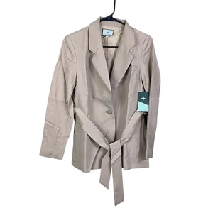 Blazer Tuckernuck Mujer Talla XXL Caqui Karité Corbata Cinturón Un Botón Carrera Oficina - Imagen 1 de 5