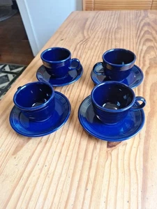 4er Set Fiestaware Homer Laughlin USA Kobaltblau Kaffeetasse Tassen & Untertassen  - Bild 1 von 4