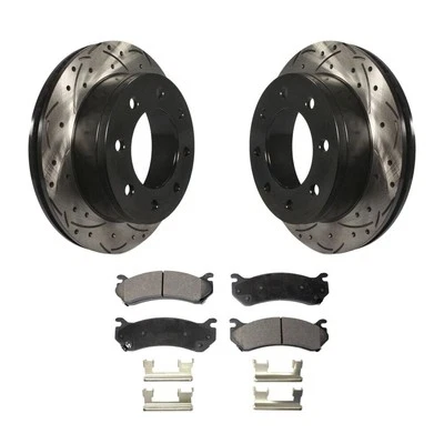 Rotores de freno traseros ranurados para GMC Sierra 2500 HD Yukon 1999-2007 oeVL Performance Foto 1 de 4