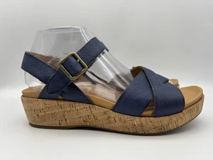 Sandali donna Kork-Ease US 9 EU 39/40 Myrna blu pelle plateau zeppa sughero - Foto 1 di 12