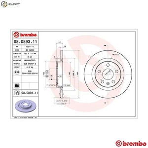 2x BRAKE DISC 08.D893.11 FOR LYNK & CO VOLVO JLH-3G15TB/3G15TD 1.5L 3cyl 01 1.5L - Picture 1 of 9
