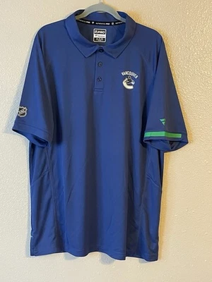Men’s 2XL NWOT Vancouver Canucks Fanatics Authentic Pro Rinkside Polo Shirt Blue - Image 1 of 4