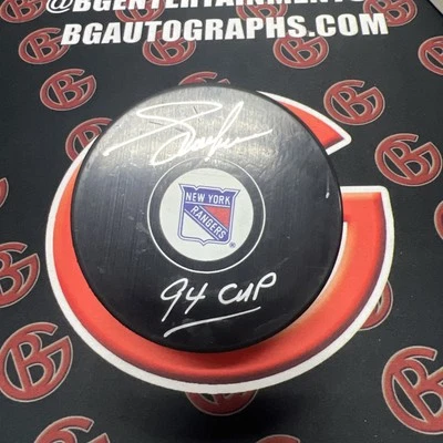 Adam Graves Autografiado New York Rangers Firmado Puck Steiner CX CERTIFICADO DE AUTENTICIDAD Foto 1 de 2
