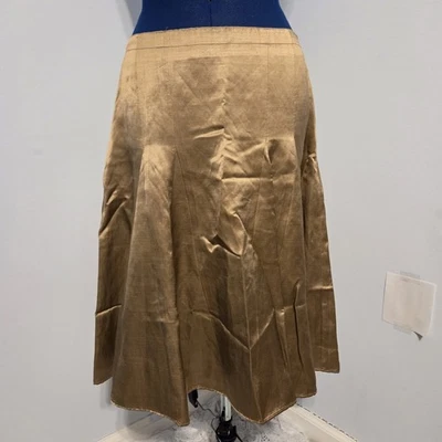 Falda Banana Republic Metálica Dorada Mezcla Lino Talla 4 Foto 1 de 4