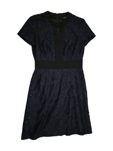 CUE Navy Floral Lace look Dress Cut-out front (Size AUS 8, US4) - Picture 1 of 2