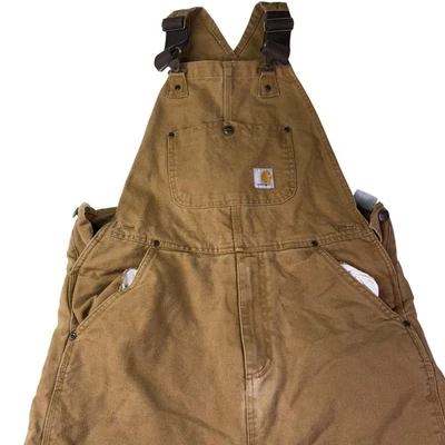 Mono con tirantes Carhartt juvenil 18 marrón pato lona aislante trabajo nieve pantalones Foto 1 de 4