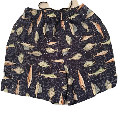 Nat Nast Mens Small Swim Fishing Trunks Deep Sea Allover Fish Print - Image 1 of 4