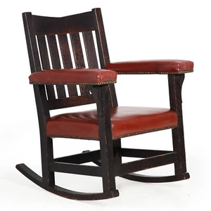 Arts & Crafts Fumed Oak Rocking Chair by Gustave Stickley, no. 311 1/2 - Picture 1 of 20