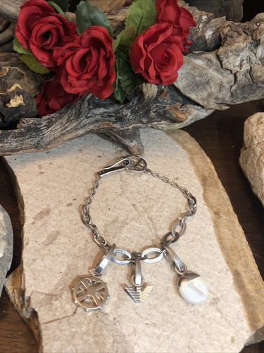 OFF WHITE INSOLITO BRACCIALE EMPORIO ARMANI ARGENTO STERLING 925 CATENA 3 Ciondoli 7"