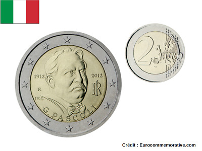 2 Euros Commémorative Italie 2012 - G. Pascoli - UNC • 4.59€