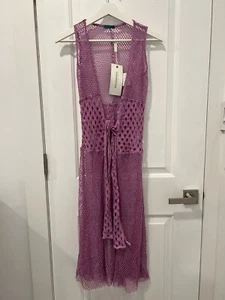 NWT Cia Maritima Beachwear FrontTIe Coverup Vest Pink - Picture 1 of 8