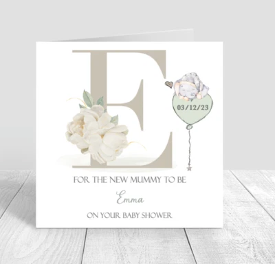 Personalised Neutral Baby Shower Card A-Z handmade Congratulations Baby Boy/Girl - Image 1 of 2