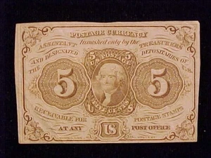 1862 5C Fractional Currency, 1st Issue, Very Fine, FR-1230 - Picture 1 of 2