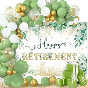 Happy Retirement Party Decorations Set Eucalyptus Leaves Retirement Photograp... - Picture 1 of 5