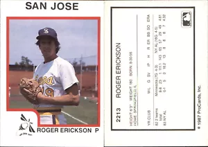 Roger Erickson 1987 ProCards #2213 RC Card *AutographDen* San Jose Bees - Picture 1 of 1