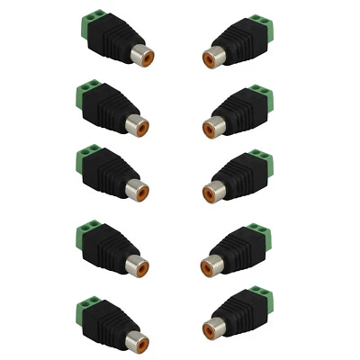 10x RCA Phono Female To Video AV Screw Audio Terminal Solderless Balun Connector - Image 1 of 4