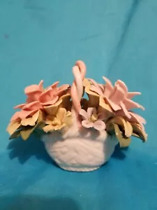 Vintage Bone China Floral Sculpture England Flowers Basket. - Picture 1 of 10