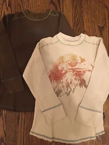 2 Charlie Rocket Boys Cotton Waffle Knit Thermal Long Sleeve Tee Shirts Size 6 - Picture 1 of 8